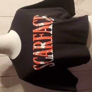 NEW SCARFACE WOMEN'S CROP  BLACK N RED TEE